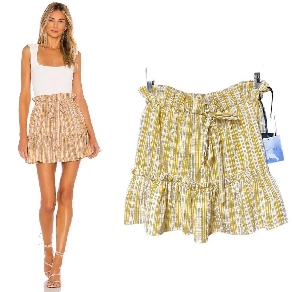 Majorelle Charlie Mini Skirt Yellow‎ Plaid Size Medium
